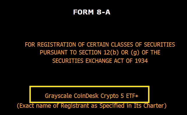  灰度数字大盘基金（GDLC）将于周五启动交易，涵盖五大主流数字资产